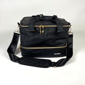 Covkev Make Up Nail Polish Make Up Bag Holds 42 Bottles Detachable Strap Black